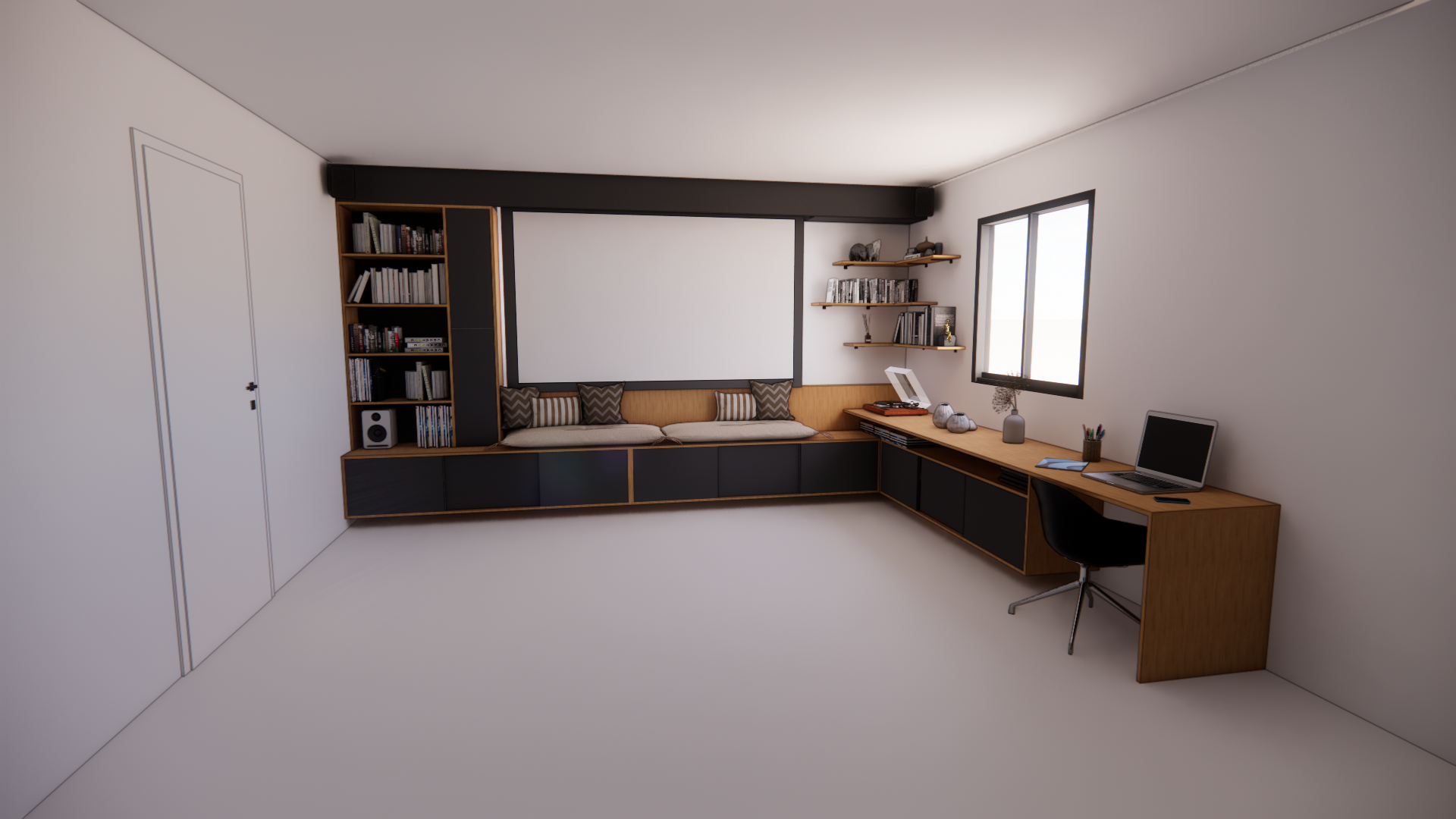 Meuble télé - Ecran déplié